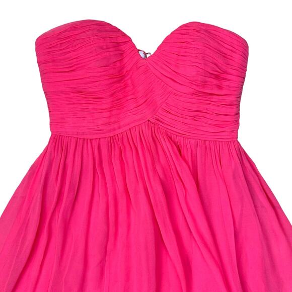 Donna Morgan 100% Silk Pink Sweetheart Strapless Mini Formal Bridesmaid Dress - Picture 3 of 7